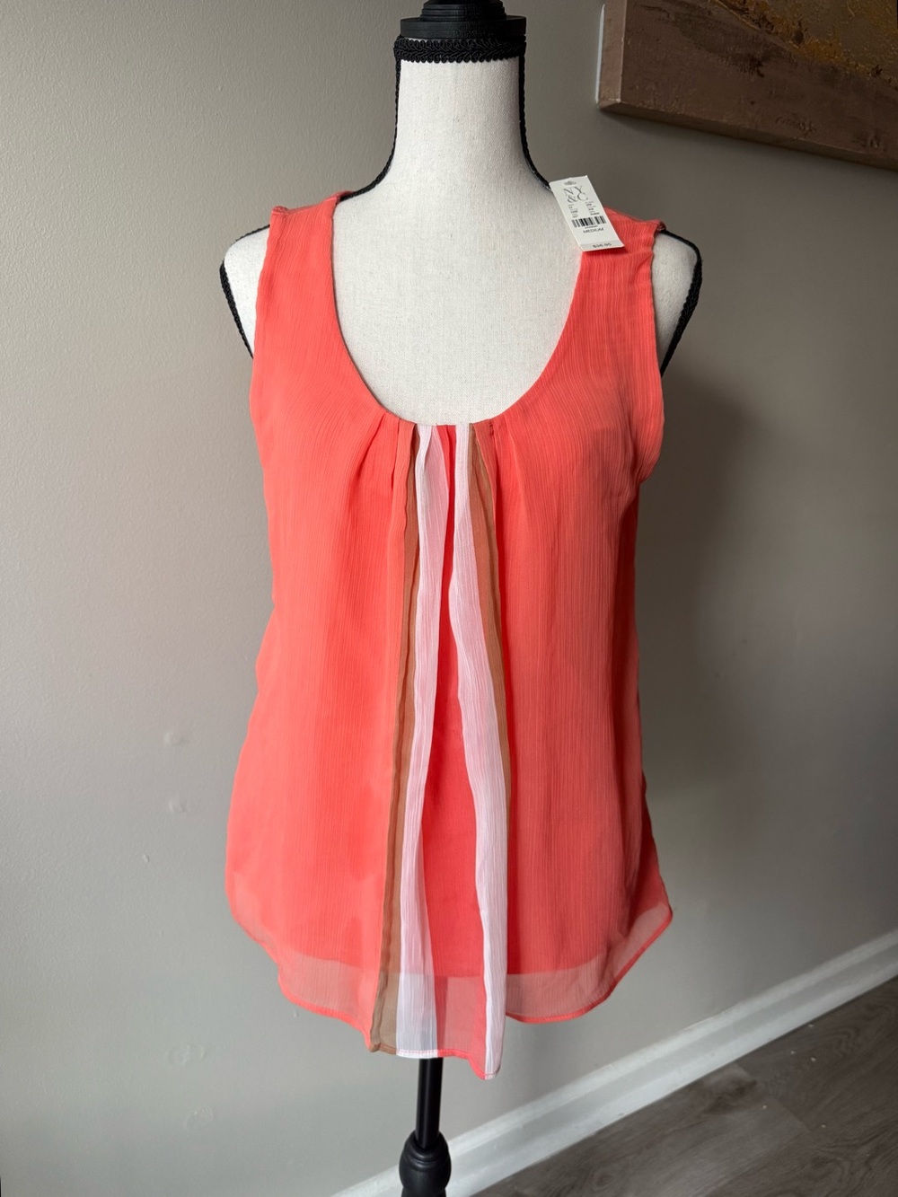 New York & Company Coral Pleated Blouse NWT Medium